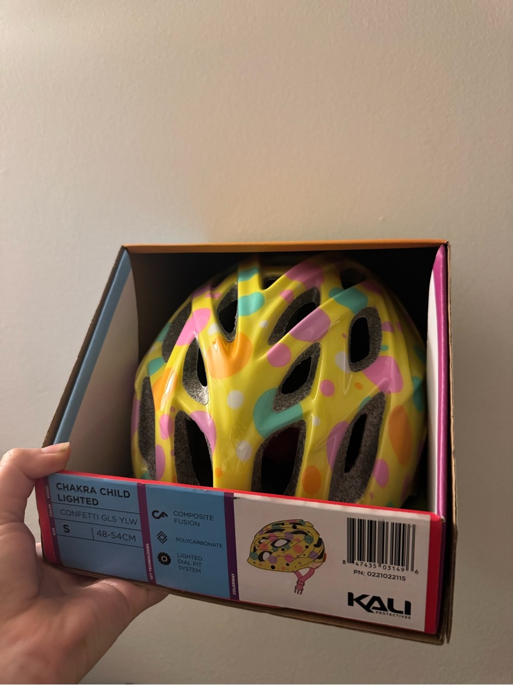 Kali Kids Lighted Bike Helmet in Yellow with Pink & Teal Accents